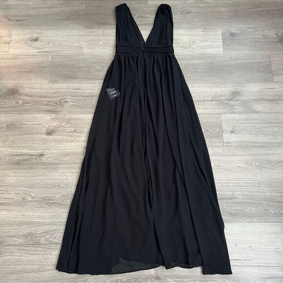 Lulus Heavenly Hues Maxi Dress Small Black Chiffon Slit Formal Wedding Guest 90s - Picture 10 of 12
